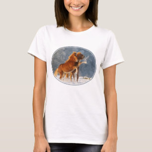 T-shirt Poulain islandais de chevaux jouant dans la neige,