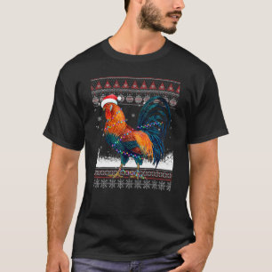 T-shirt Poule Chapeau Santa Lumières Noël Fermiers Christm