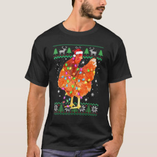 T-shirt Poule de Noël Chapeau de Père Noël Lumières de Noë