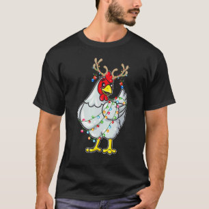 T-shirt Poule de Noël Ramure de Renne Lumières Pyjama