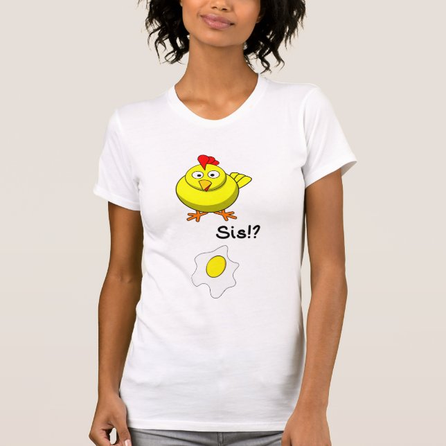 T-shirt Poule découvre un œuf frit (Devant)