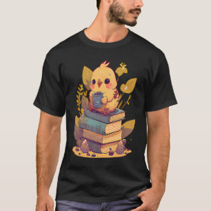 T-shirt Poule Intelligente Lisant & Buvant