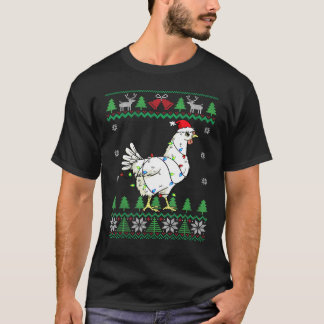 T-shirt Poule Santa éleveur de volaille Noël laid