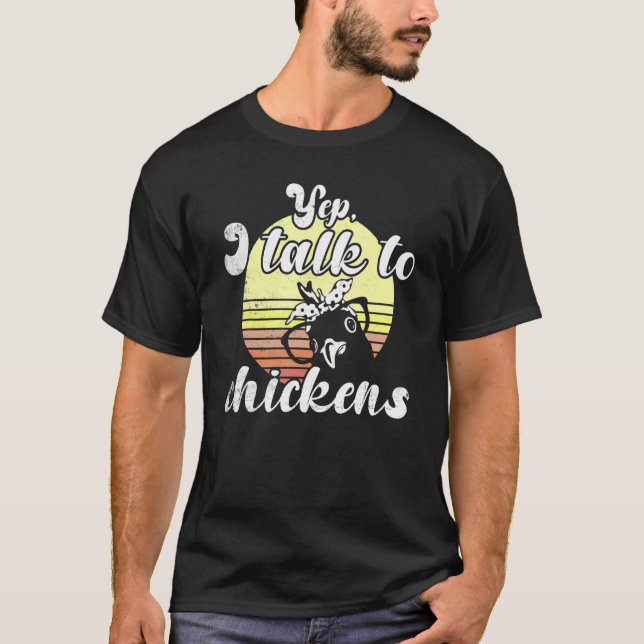T-shirt Poules effrontées Coucher de soleil Oui Parler aux (Devant)