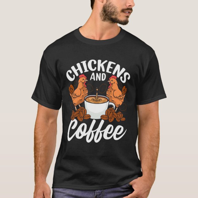T-shirt Poules Et Café  Café  Poulet (Devant)