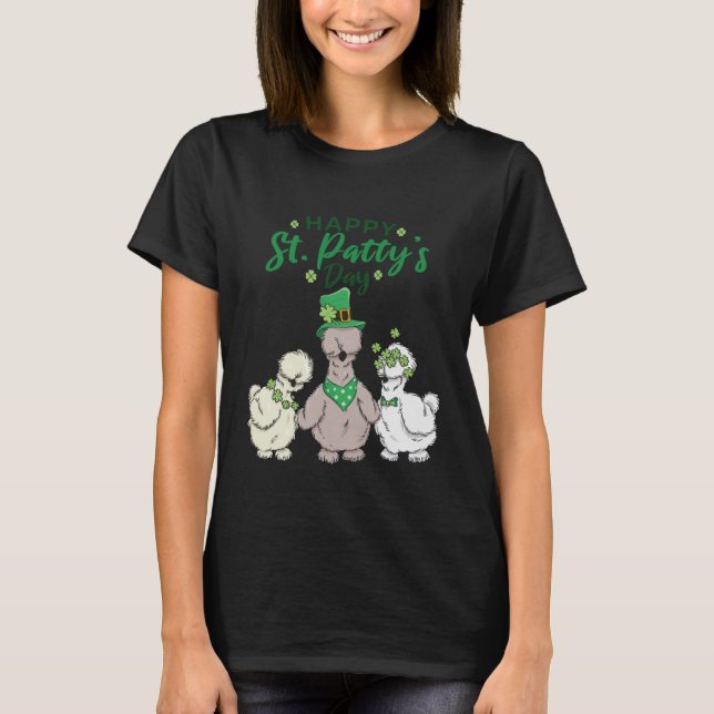 T-shirt Poules Soie Silkie Joyeuse Saint-Patrick (Devant)