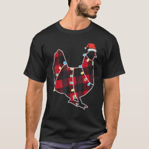 T-shirt Poulet à carreaux rouges buffle Farmer Xmas ferme