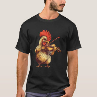 T-shirt Poulet Adorable Jouant du Violon Musique Musicien