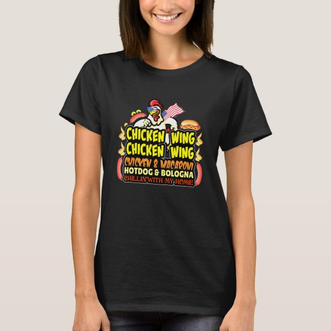 T-shirt Poulet Aile Poulet Aile Hotdog Et Bologne 1 (Devant)