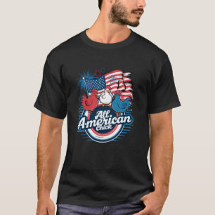 T-shirt Poulet Américain Fier 4 Juillet Rétro Patriotique 
