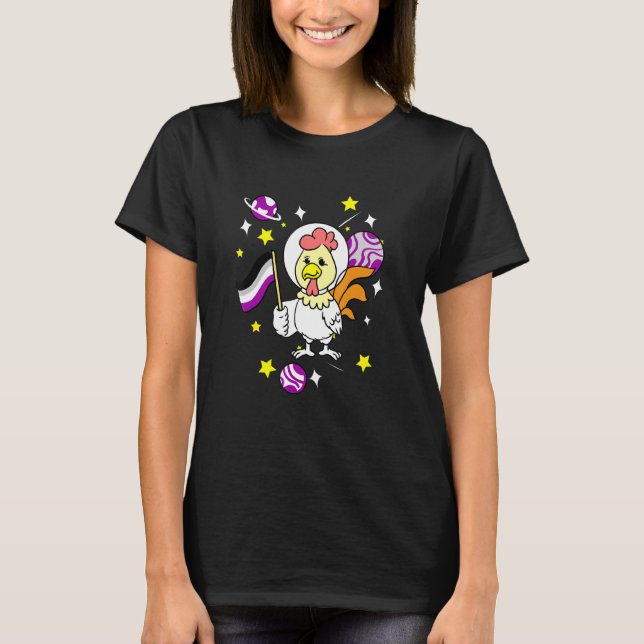 T-shirt Poulet Asexuel Dans L'Espace Ace Pride (Devant)