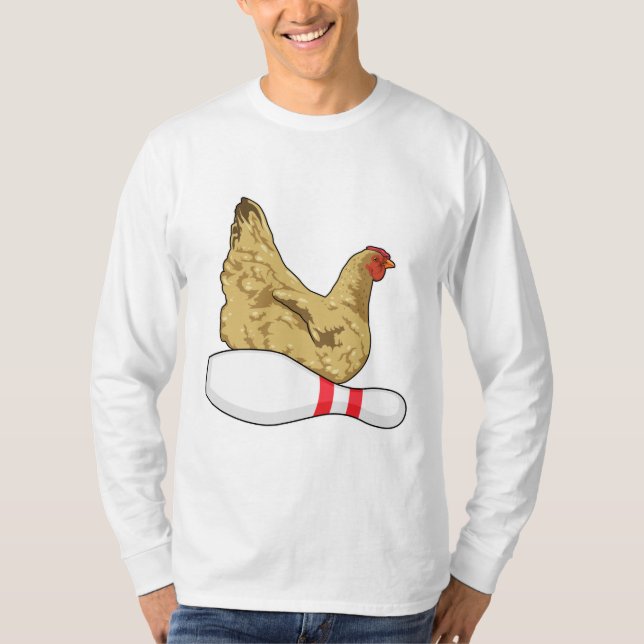 T-shirt Poulet au Bowling avec épingle de Bowling (Devant)