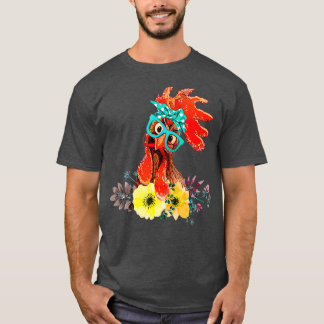 T-shirt Poulet avec bandeau de bandana et lunettes mignonn