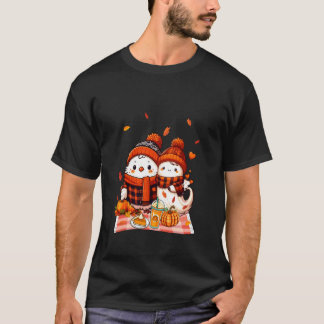 T-shirt Poulet avec Boo Halloween Thanksgiving automne feu