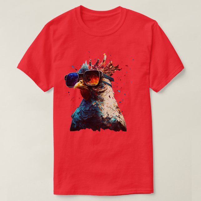 T-shirt Poulet avec lunettes de soleil (Design devant)