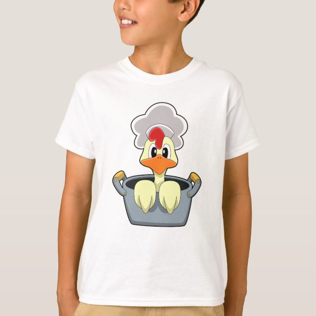 T-shirt Poulet avec pot à Cuisine (Devant)