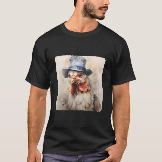 T-shirt Poulet avec un poulet de ferme portant un oiseau
