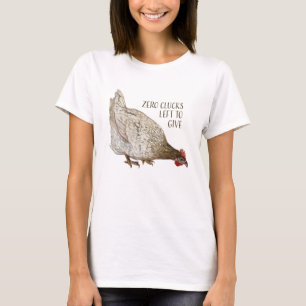 T-shirt Poulet Brown et blanc avec le texte "Zéro nuque"