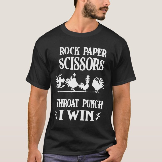 T-shirt Poulet - Ciseaux de papier de roche de poulet (Devant)