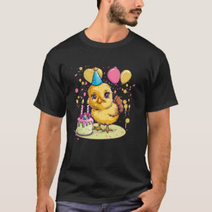 T-shirt Poulet d'anniversaire avec ballons et costume de c