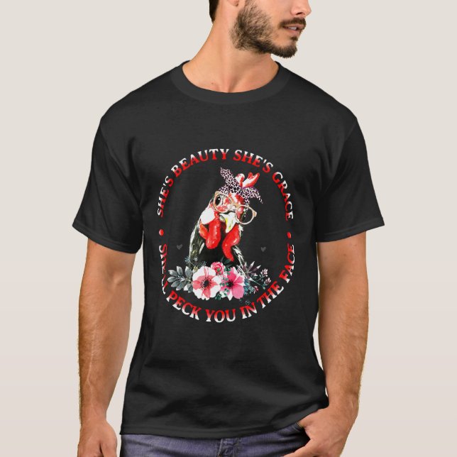 T-shirt Poulet de beauté, elle est grâce (Devant)