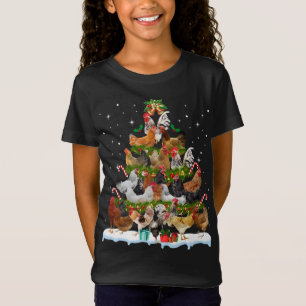 T-Shirt Poulet de Noël Lumières Drôle Noël Déco Chic