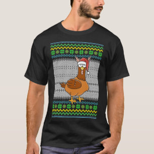 T-shirt Poulet de Noël moche avec le chapeau de Noël éclai