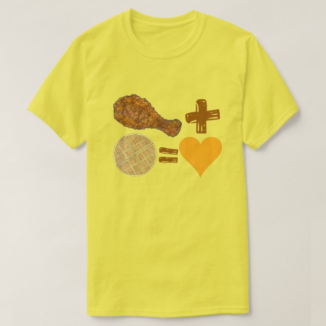 T-shirt Poulet de Paire de Nourriture Classique + gaufre = (Design devant)