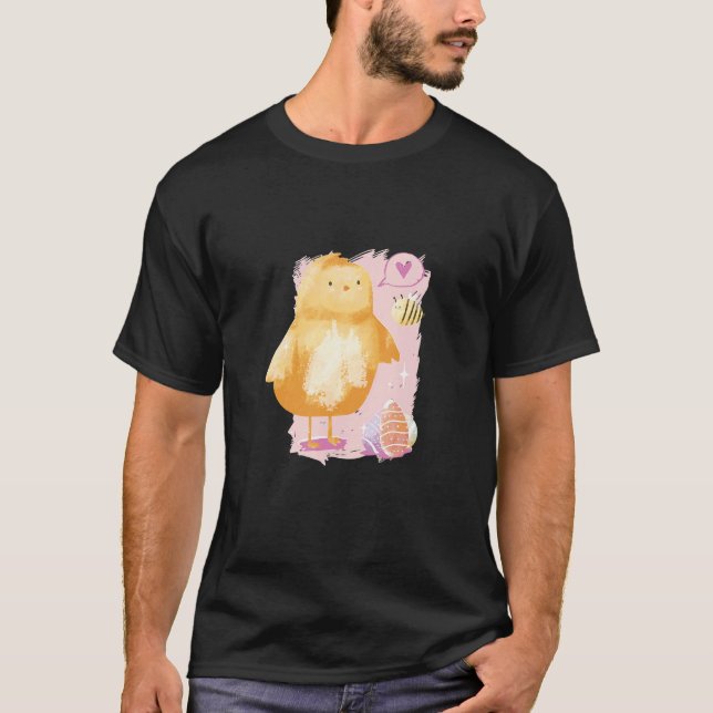 T-shirt Poulet de Pâques mignon Avec Oeuf De Pâques Joyeux (Devant)