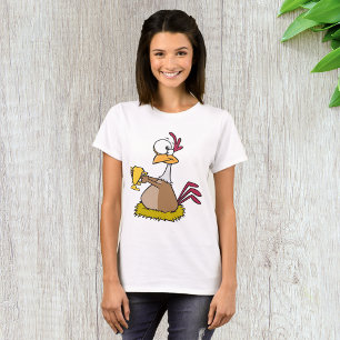 T-shirt Poulet de Prix Drôle Tenant un Trophée d'Or