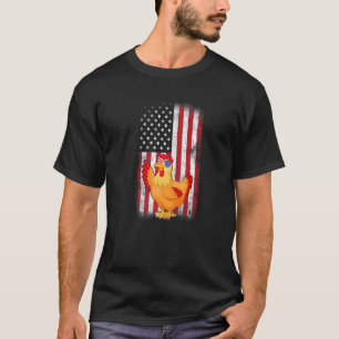 T-shirt Poulet Drapeau Américain Garçons Filles Hommes Fem