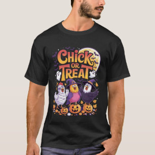 T-shirt Poulet drôle d'Halloween Poussin ou Traitement Fem