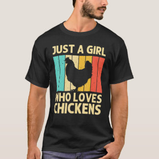 T-shirt Poulet Drôle Pour Filles Enfants Fermier Poulet Fe