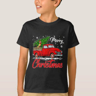 T-shirt Poulet Drôle Sur Camion Rouge Arbre de Noël Christ