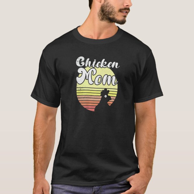 T-shirt Poulet effronté Rétro Coucher de soleil Poule Mama (Devant)