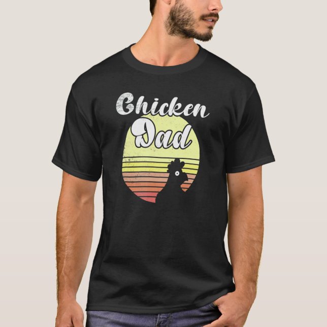 T-shirt Poulet effronté Sunset Retro Coq Papa (Devant)
