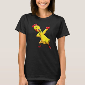 T-shirt Poulet en caoutchouc Dabbing tenant un cœur