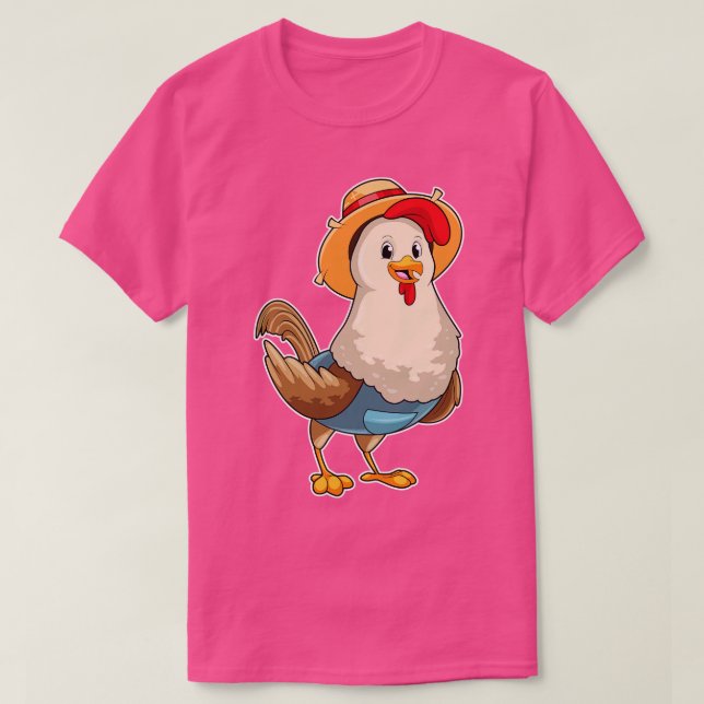 T-shirt Poulet en fermier avec Casquette (Design devant)