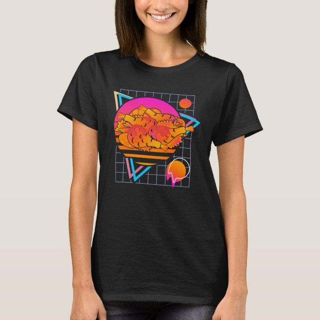 T-shirt Poulet frit Retro 80s Style Vintage (Devant)