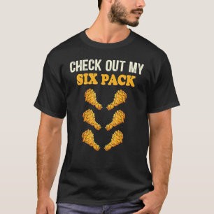 T-shirt Poulet Frit Vérifiez Mon Humour De Six Pack Gym Mu