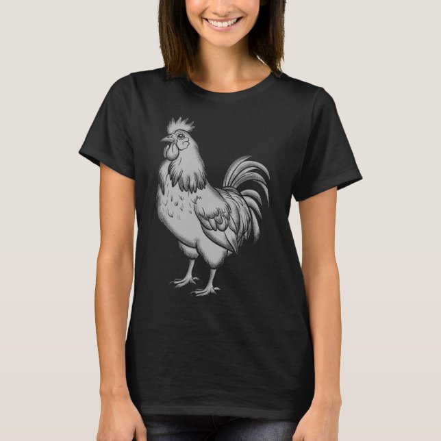 T-shirt Poulet Gris, Robinet, Coq  (Devant)