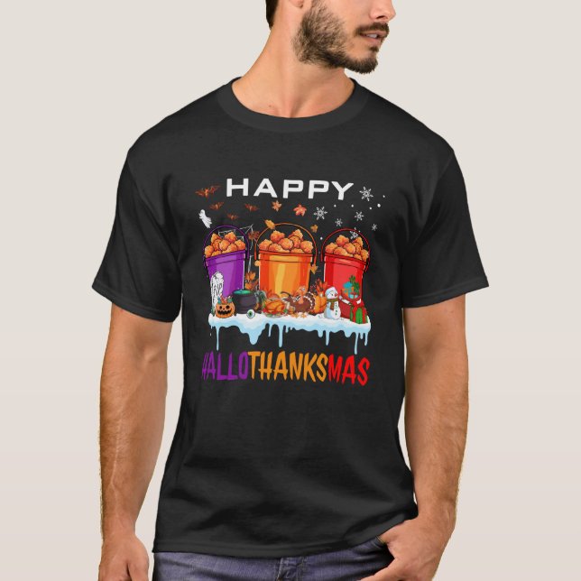 T-shirt Poulet Happy Hallothanksmas Halloween Tha (Devant)