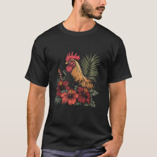 T-shirt Poulet Hawaïen Fleurs Coq Kauai Hawaii Vint