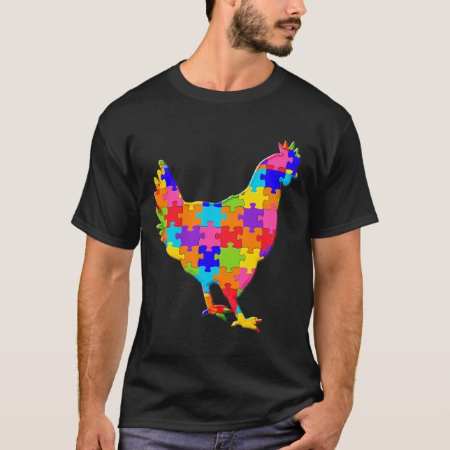 T-shirt Poulet Hen Jigsaw Autisme Puzzle (Devant)