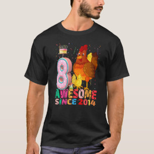 T-shirt Poulet J'ai 8 Ans Filles Anniversaire Poulet Par