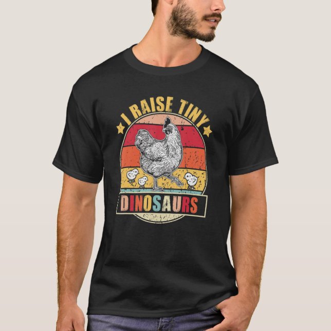 T-shirt Poulet J'Élevez De Petits Dinosaures Coq Hen Farme (Devant)
