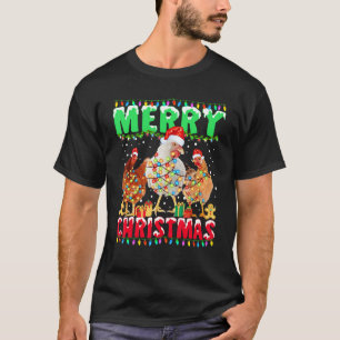 T-shirt Poulet Joyeux Noël Chapeau de Père Noël Lumières X
