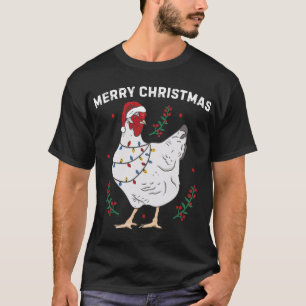 T-shirt Poulet Joyeux Noël Drôle Santa Hat Poulet Li