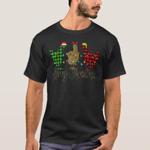 T-shirt Poulet Joyeux Noël Rouge Vert Carreaux Léopard Pa