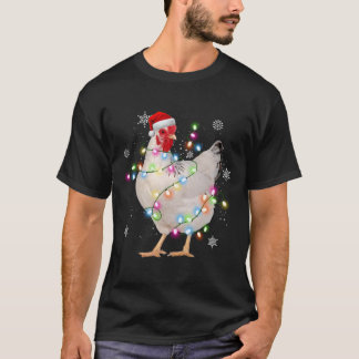 T-shirt Poulet Noël Arbre Père Noël Funny Lumières de Noël